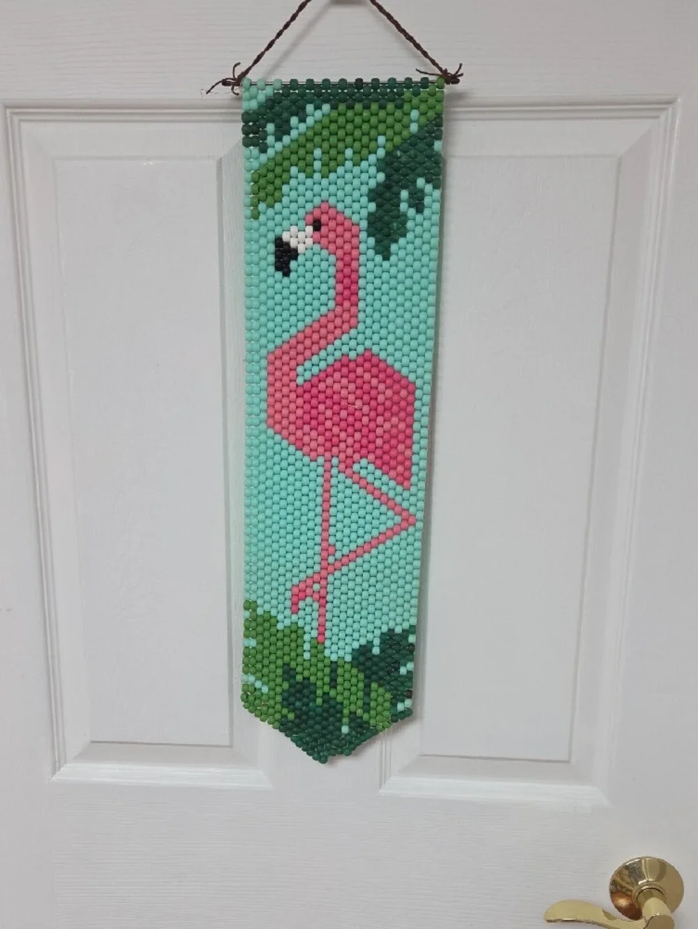 Pink Flamingo The Beadery Craft Beaded Wall Bell Pull - Tropical Accent